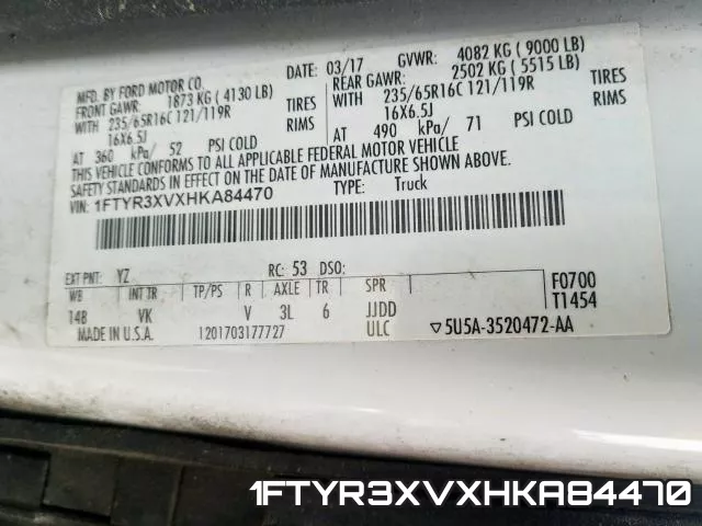 1FTYR3XVXHKA84470 фото 2