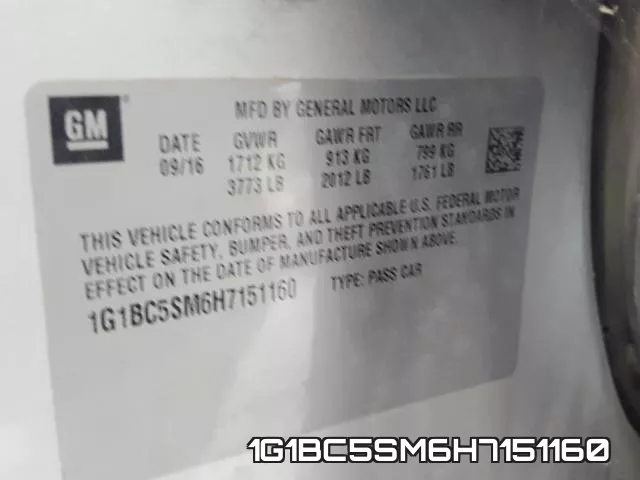 1G1BC5SM6H7151160 фото 2