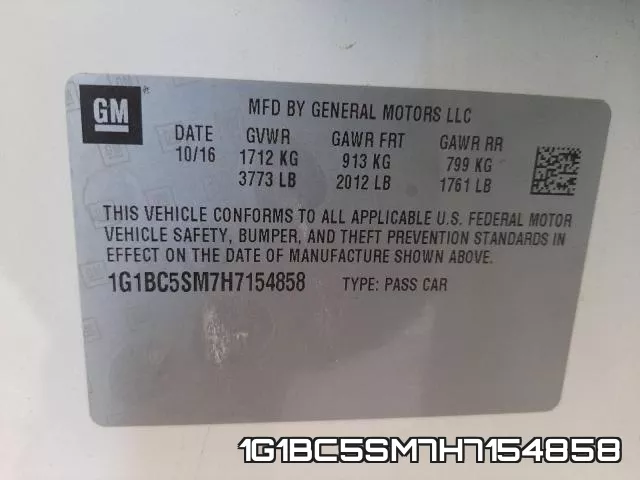 1G1BC5SM7H7154858 фото 2