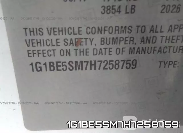 1G1BE5SM7H7258759 фото 10