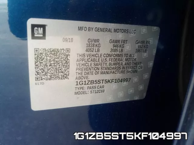 1G1ZB5ST5KF104997 фото 2