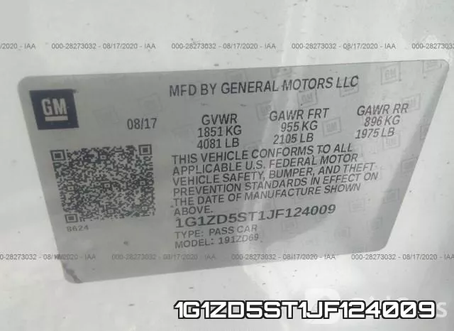 1G1ZD5ST1JF124009 фото 9
