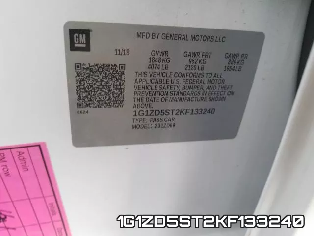 1G1ZD5ST2KF133240 фото 2