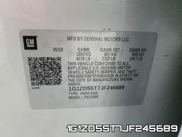 1G1ZD5ST7JF245689 фото 2