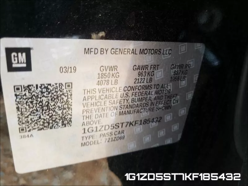 1G1ZD5ST7KF185432 фото 2