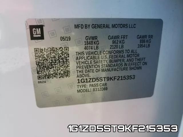 1G1ZD5ST9KF215353 фото 2