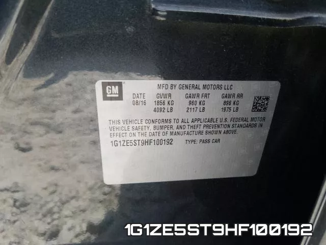 1G1ZE5ST9HF100192 фото 2