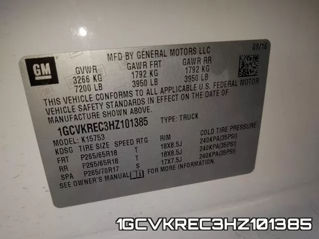 1GCVKREC3HZ101385 фото 2