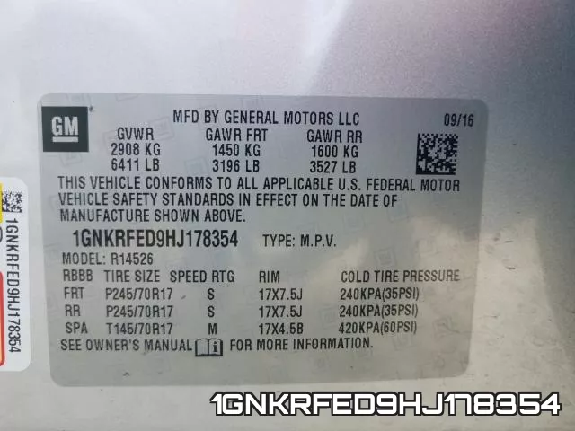 1GNKRFED9HJ178354 фото 2