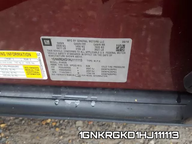 1GNKRGKD1HJ111113 фото 2