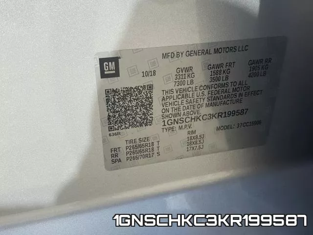 1GNSCHKC3KR199587 фото 2