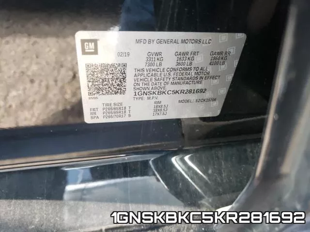 1GNSKBKC5KR281692 фото 2