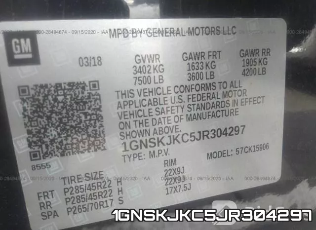 1GNSKJKC5JR304297 фото 10