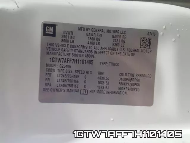 1GTW7AFF7H1101405 фото 2