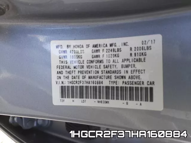 1HGCR2F37HA160884 фото 2