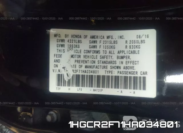 1HGCR2F71HA034801 фото 10