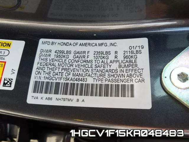 1HGCV1F15KA048483 фото 2