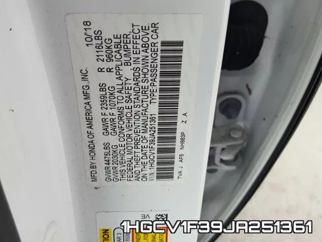 1HGCV1F39JA251361 фото 2