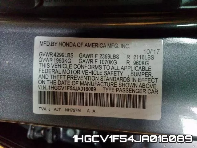 1HGCV1F54JA016089 фото 2