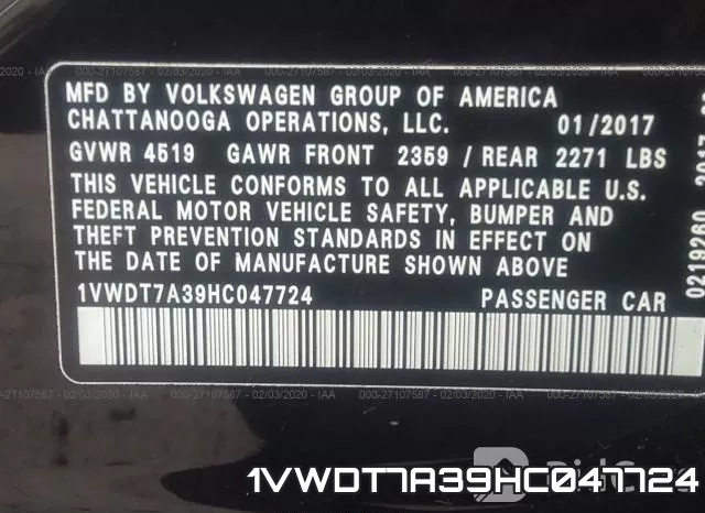 1VWDT7A39HC047724 фото 10