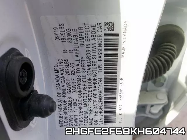 2HGFC2F68KH604744 фото 2