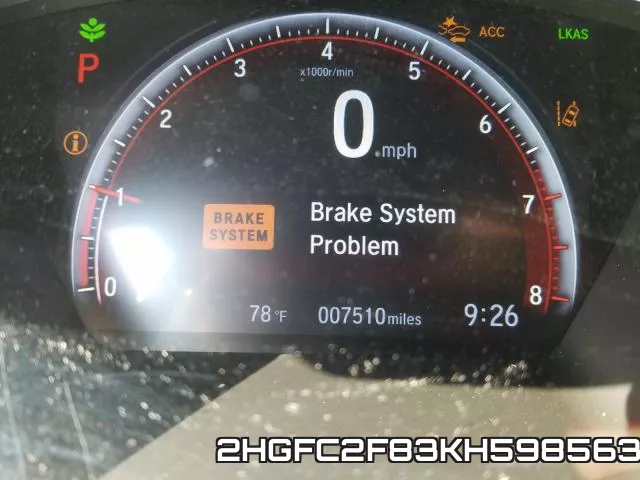 2HGFC2F83KH598563 фото 9