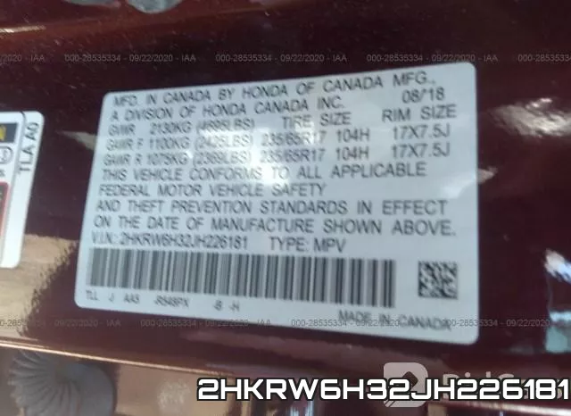 2HKRW6H32JH226181 фото 10