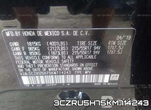 3CZRU5H75KM714243 фото 10