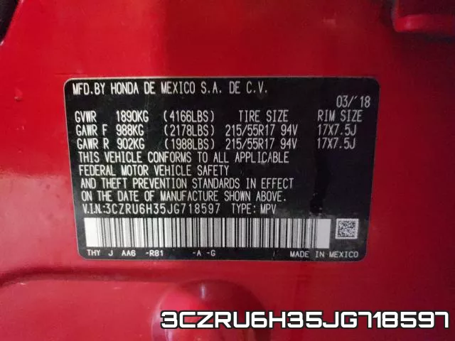 3CZRU6H35JG718597 фото 2