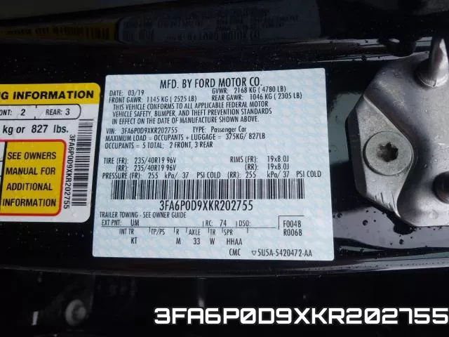 3FA6P0D9XKR202755 фото 2