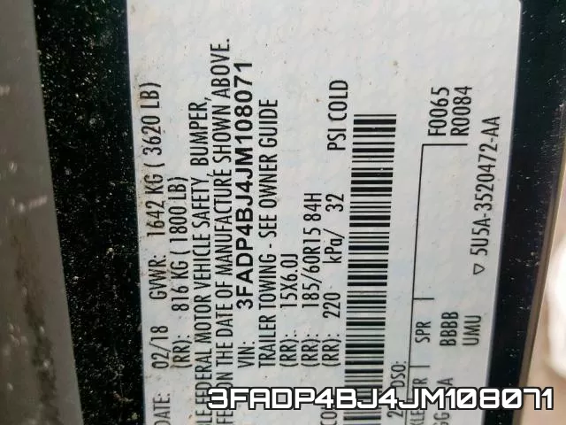 3FADP4BJ4JM108071 фото 2