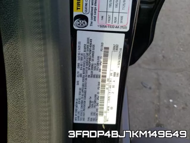 3FADP4BJ7KM149649 фото 2