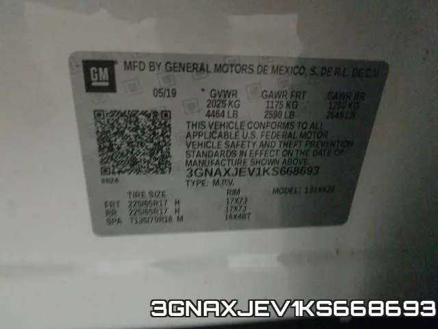 3GNAXJEV1KS668693 фото 2