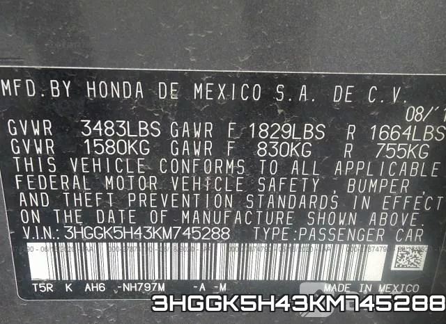 3HGGK5H43KM745288 фото 10