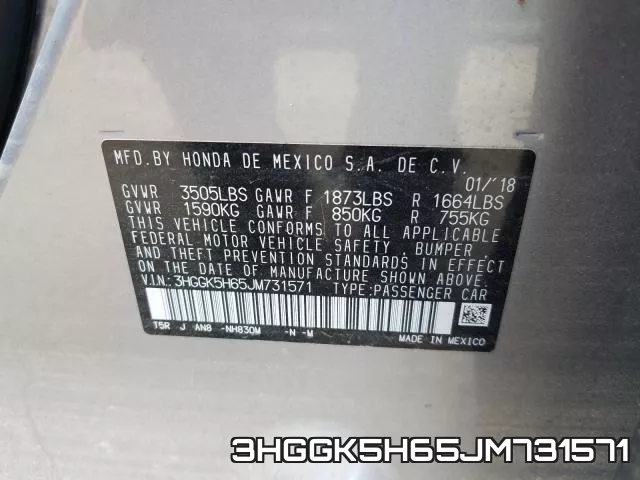 3HGGK5H65JM731571 фото 2