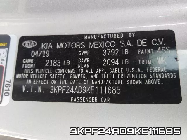 3KPF24AD9KE111685 фото 2