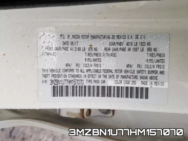 3MZBN1U77HM157070 фото 2