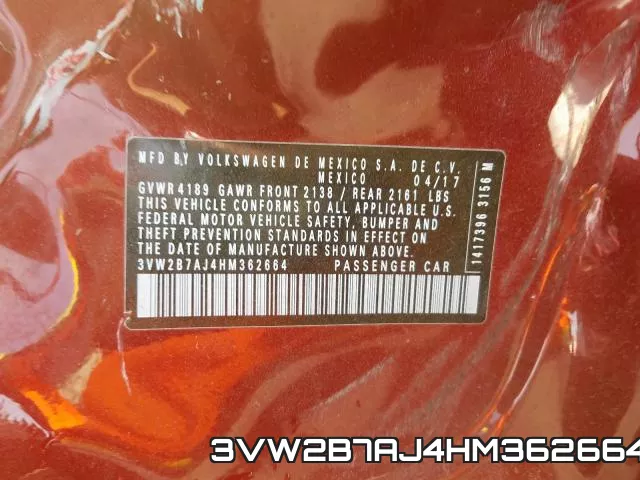 3VW2B7AJ4HM362664 фото 2