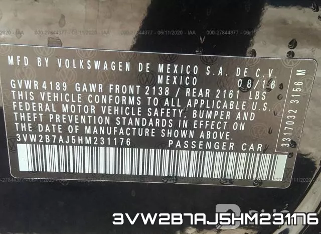 3VW2B7AJ5HM231176 фото 10