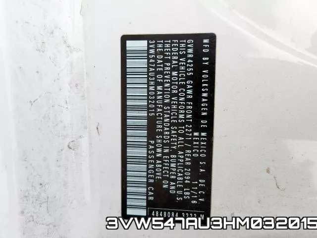 3VW547AU3HM032015 фото 2