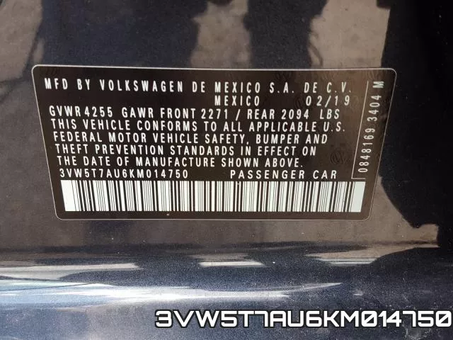 3VW5T7AU6KM014750 фото 2