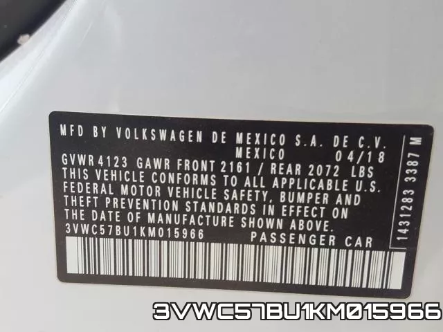3VWC57BU1KM015966 фото 2