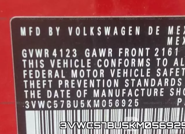3VWC57BU5KM056925 фото 10