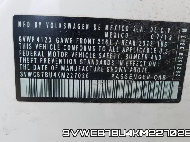 3VWCB7BU4KM227026 фото 2
