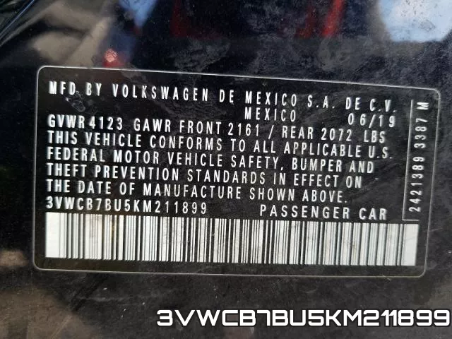 3VWCB7BU5KM211899 фото 2