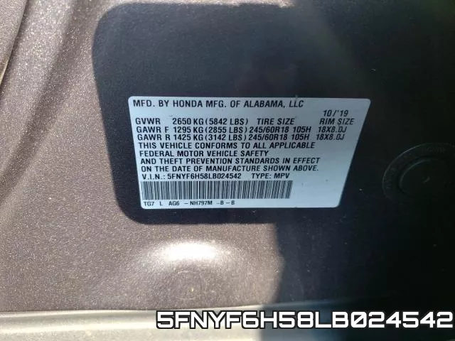 5FNYF6H58LB024542 фото 2
