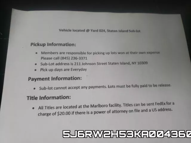 5J6RW2H53KA004360 фото 10