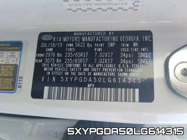 5XYPGDA50LG614315 фото 2