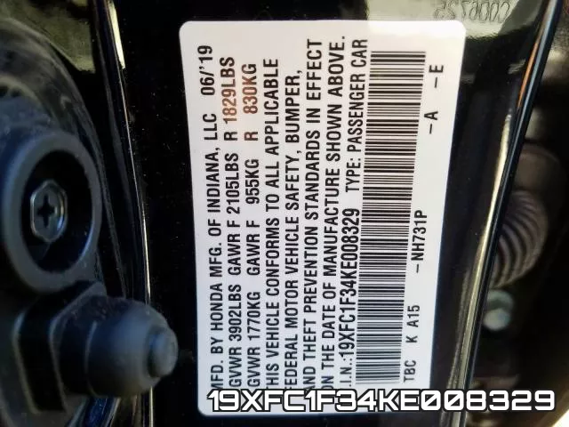19XFC1F34KE008329 фото 2