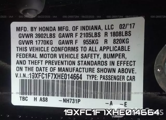 19XFC1F7XHE014664 фото 10